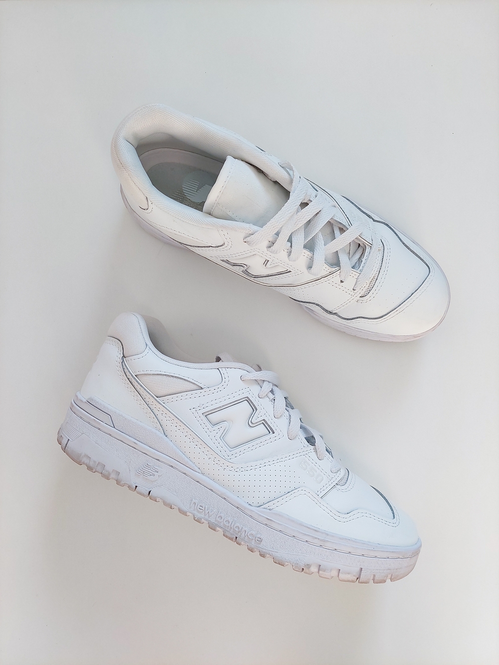 New Balance 550 Women's US 9.5 Low-Top All-White Leather Sneakers Casual Shoes
